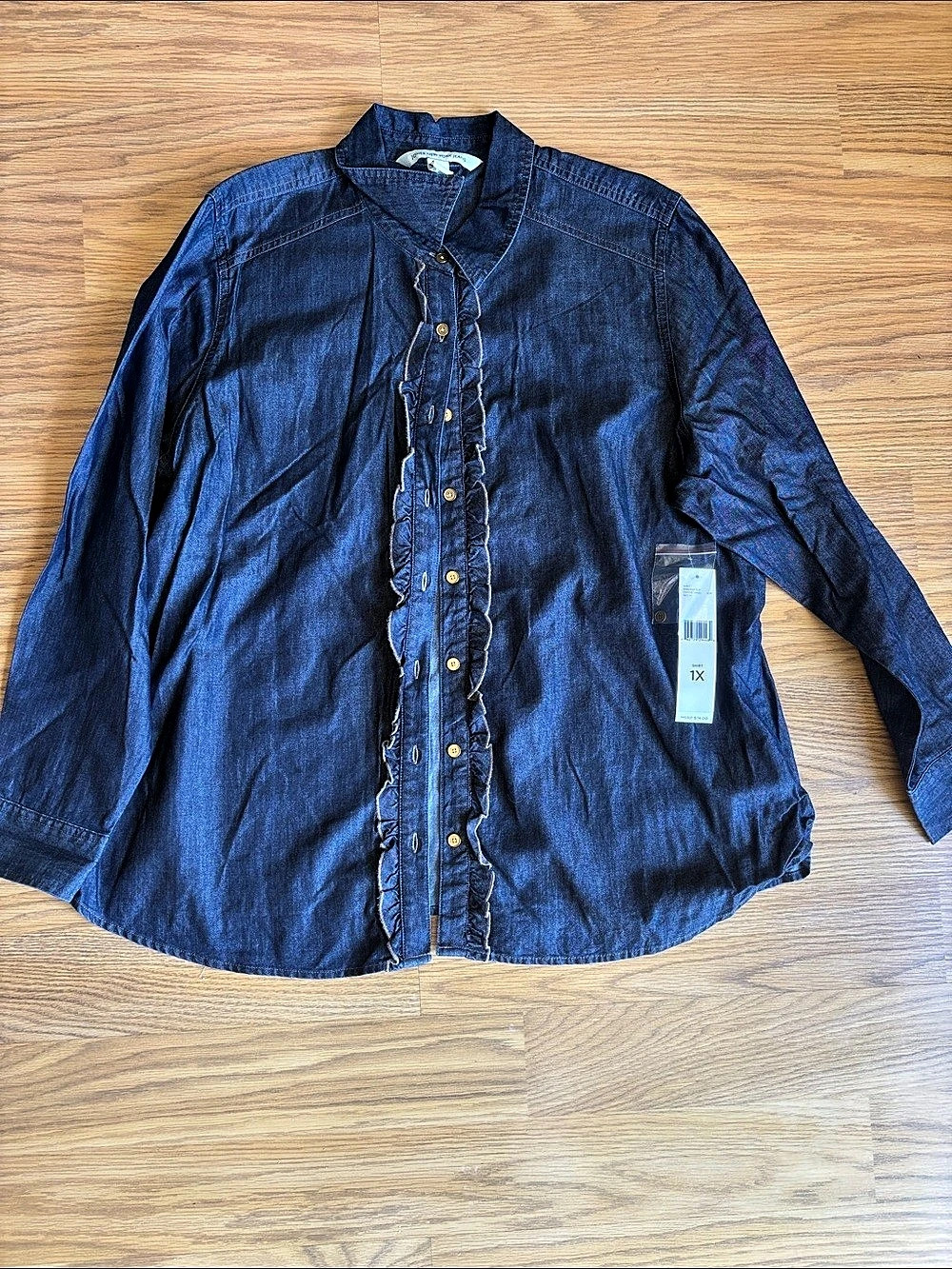 Jones New York Denim Button Down Shirt in Blue Size 1X NWT